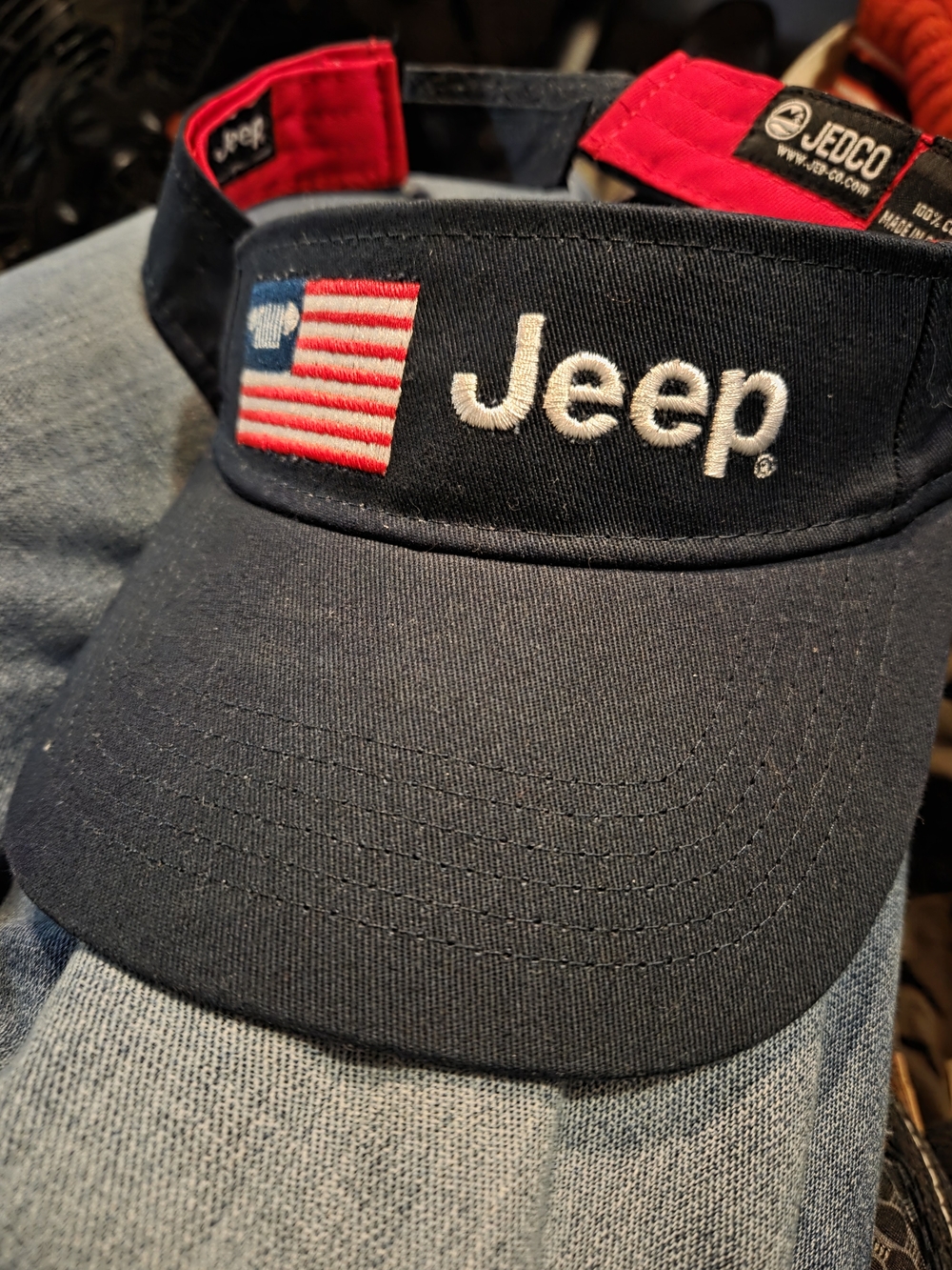 JEEP Jedco USA Grille Flag American Patriotic Blue Red Visor Era Hat Cap